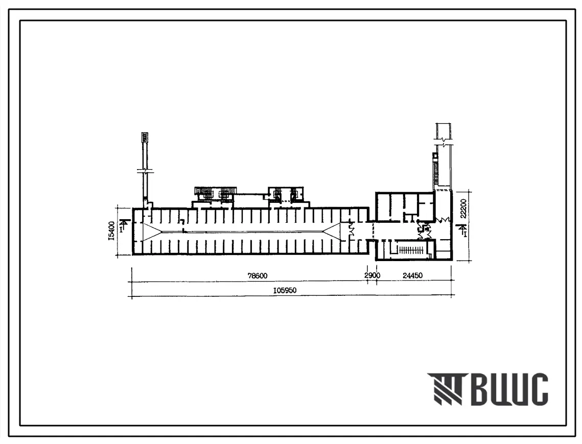 Типовой проект А-II-47/2400-80/2Л Гараж-стоянка типа «А» под 3-х секционным жилым домом П30-2/12Г