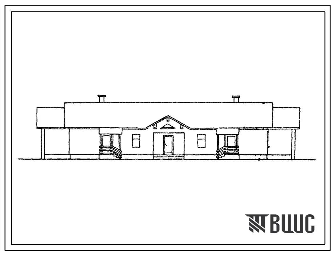 Типовой проект 411-1-120.85 Двухквартирный трехкомнатный кордон. Стены кирпичные