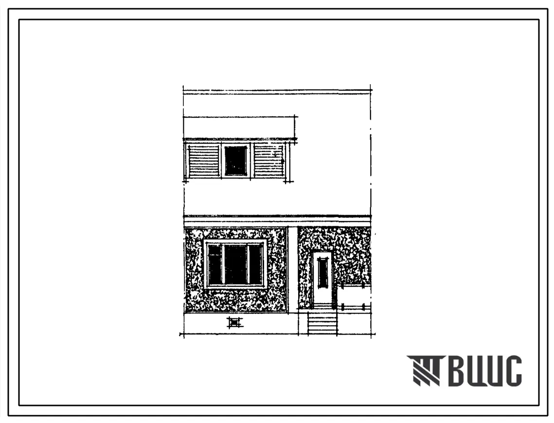 Типовой проект 90-093.86 Блок-дом рядовой правый с двухкомнатной квартирой. Для Московской области. Общая площадь 60 м2 (СТЕНЫ ИЗ КЕРАМЗИТОБЕТОННЫХ ПАНЕЛЕЙ, Перекрытия железобетонные. Полное инженерное благоустройство. Ориентация широтная, Одноэтажные,