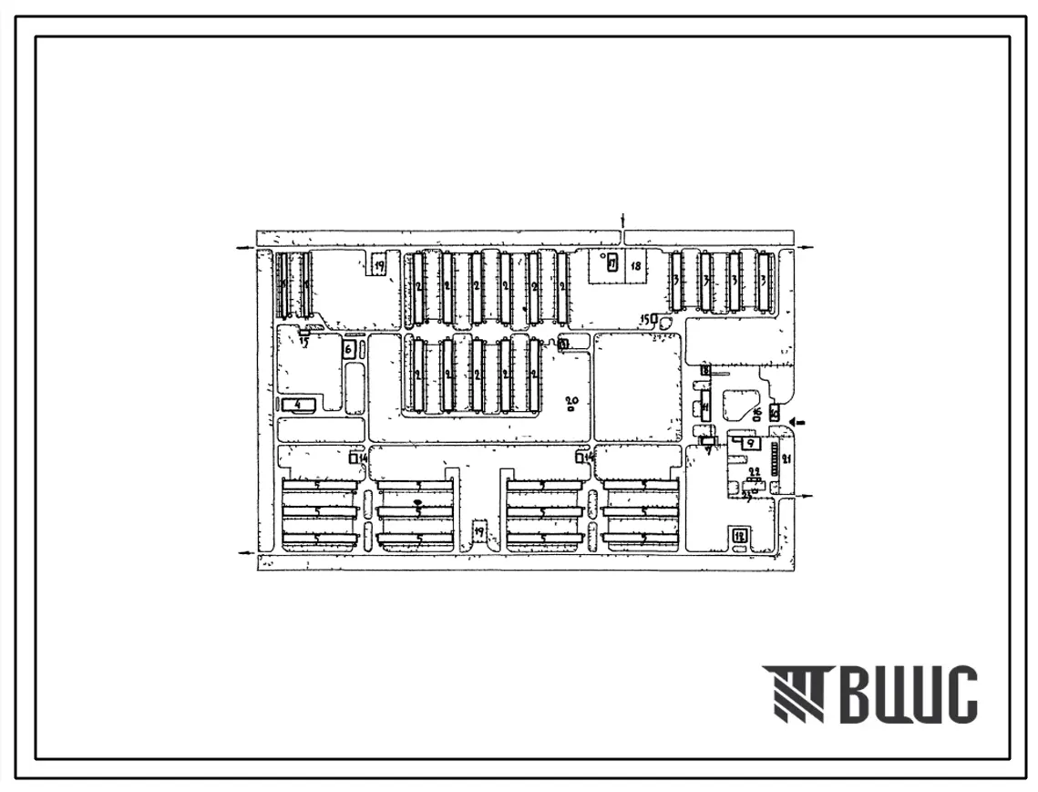 Типовой проект 819-39 Птицеплемзавод на 25 тыс.кур яичного направления. Типовое решение. Схема планировки.