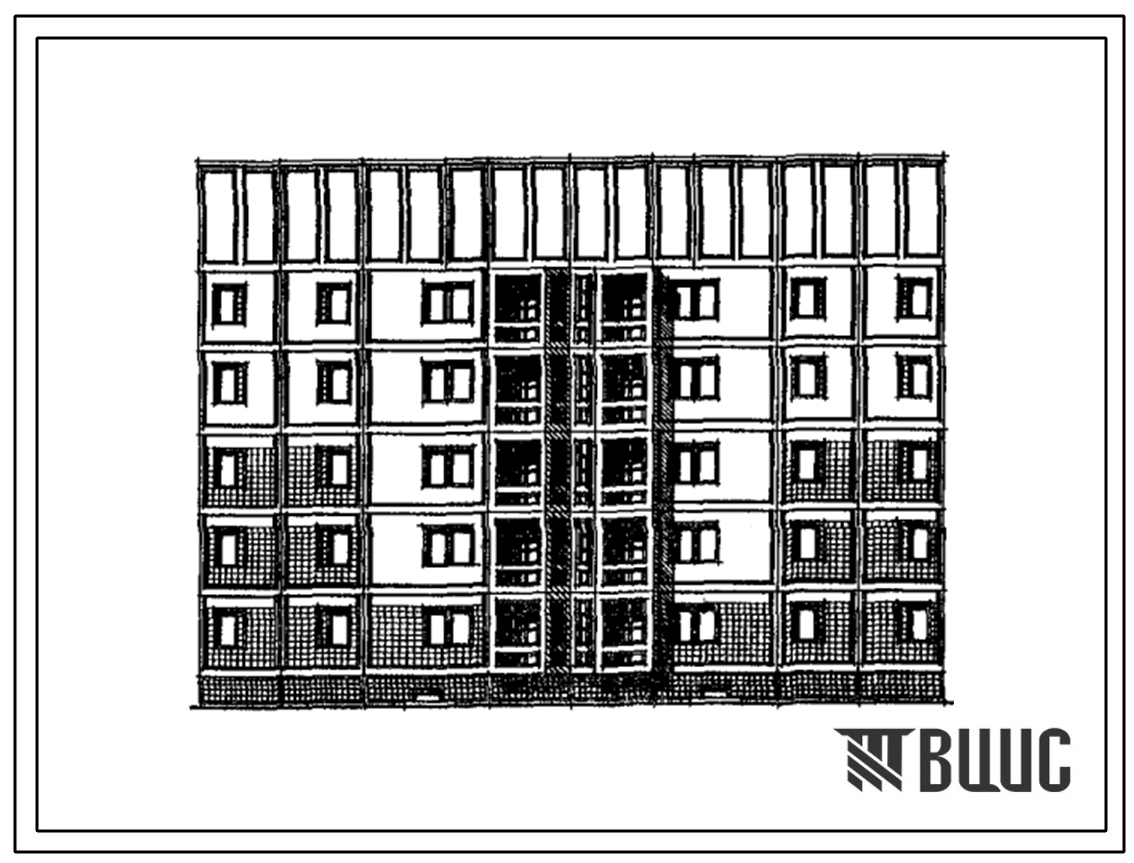 Типовой проект 97-0399м.13.89 Блок-секция 5-этажная 16-квартирная рядовая широтная 3-3-4-5 (для строительства в пос. Синегорье и других районах Магаданской области)