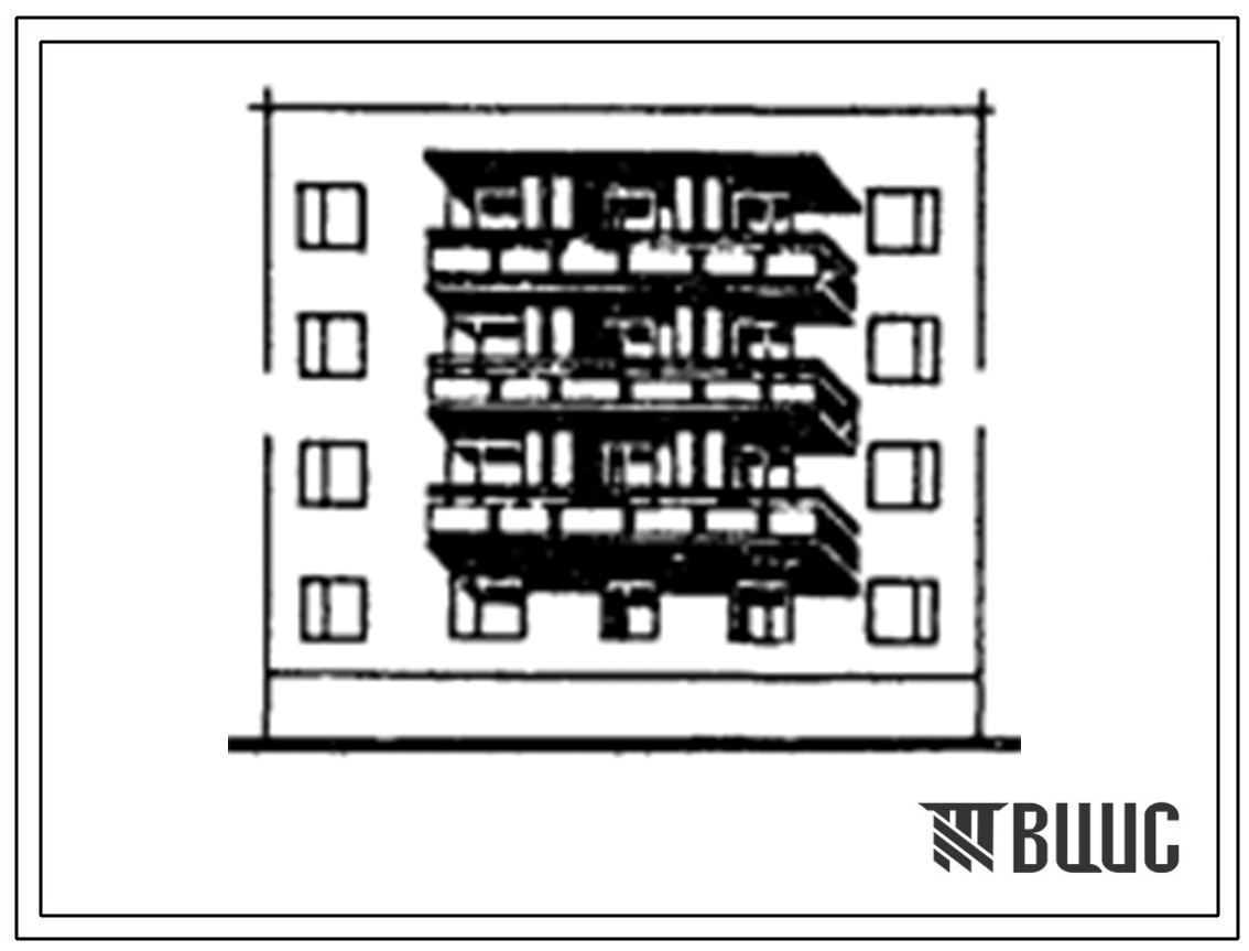 Типовой проект 175-05с.84 Блок-секция 4-этажная 12-квартирная 2Б.2Б.2Б рядовая с торцевыми окончаниями. Для строительства во 2 климатическом районе Киргизской ССР сейсмичностью 9 баллов.