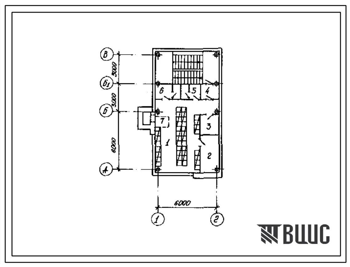 Типовой проект П-2-50-335.86 Склад материалов и оборудования заглубленный отапливаемый (встроенный) (убежище на 50 человек, размеры убежища 12м на 6м, режимы вентиляции 1,2).