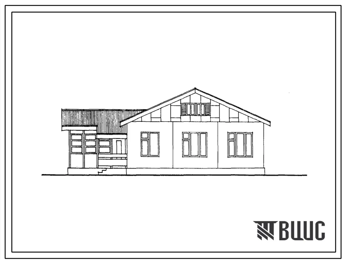 Типовой проект 1Кз-464ДС-22с.86 Одноэтажный жилой дом с пятикомнатной квартирой типа 5Б. Для строительства в сельской местности