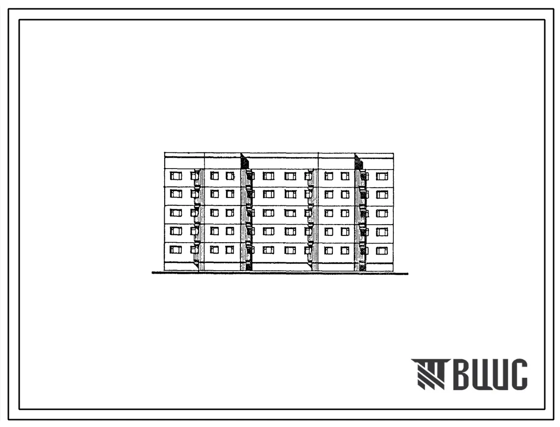 Типовой проект 93-042.85 Блок-секция рядовая 5-этажная 40-квартирная. Для строительства во 2А климатическом подрайоне (Мурманская область).