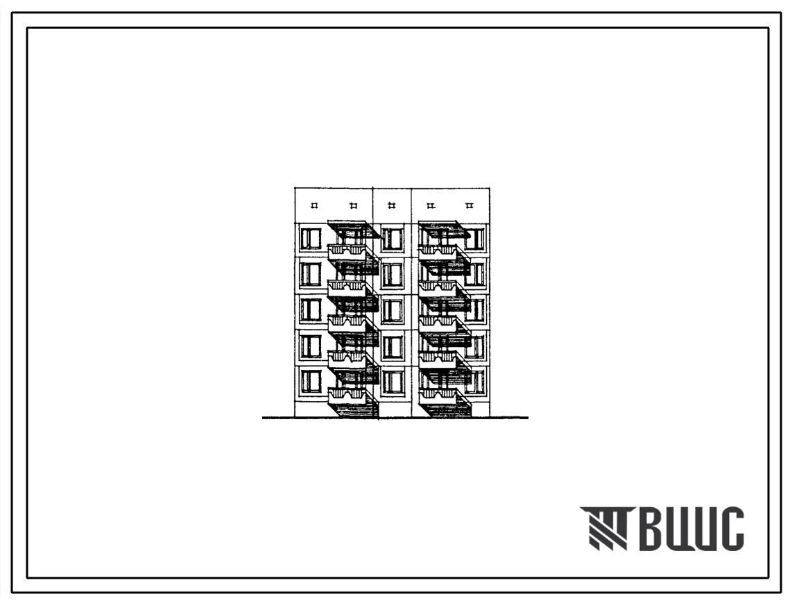 Типовой проект 135-0370с.13.88 Блок-секция рядовая пятиэтажная 15-квартирная 2-2-2. Для строительства в Кабардино-Балкарской АССР.