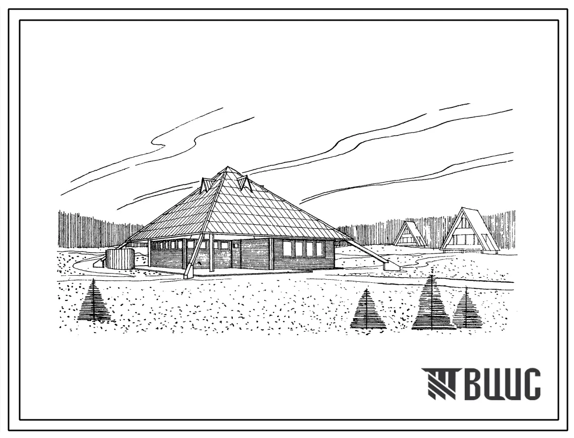 Типовой проект 246-9-6 Блок-павильон питания для летнее расширением учреждения отдыха на 250 мест. Для строительства в 1В климатическом подрайоне, 2 и климатических районах