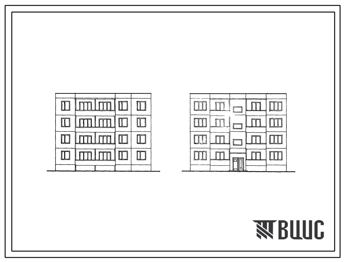 Типовой проект 121-012 4-этажная 12-квартирная двухкомнатная рядовая блок-секция  2Б.2Б.2Б для строительства во 2 климатическом районе.
