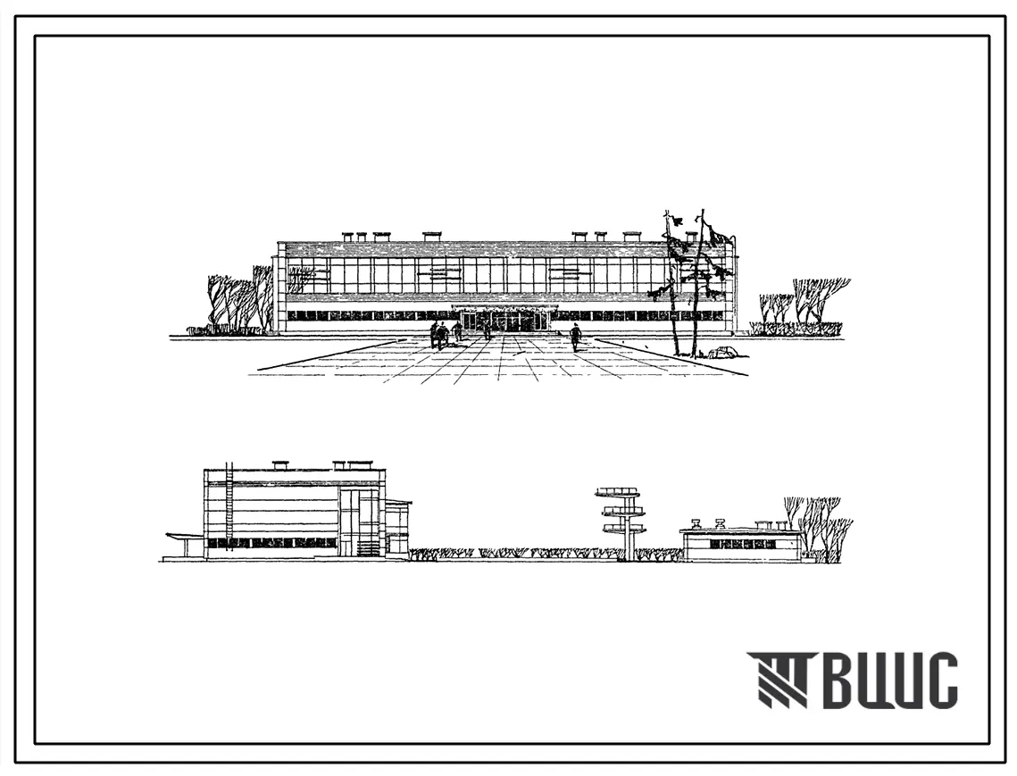 Типовой проект 291-8-7 Спортивный центр для городов с населением 30-50 тыс. жителей. Для строительства во II и III строительно-климатических зонах.
