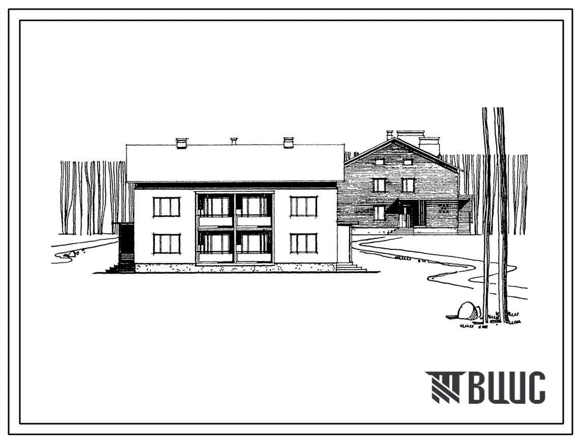 Типовой проект 114-12-65 Двухэтажный четырехквартирный дом с трехкомнатными квартирами с печным отоплением для кооперативного строительства.