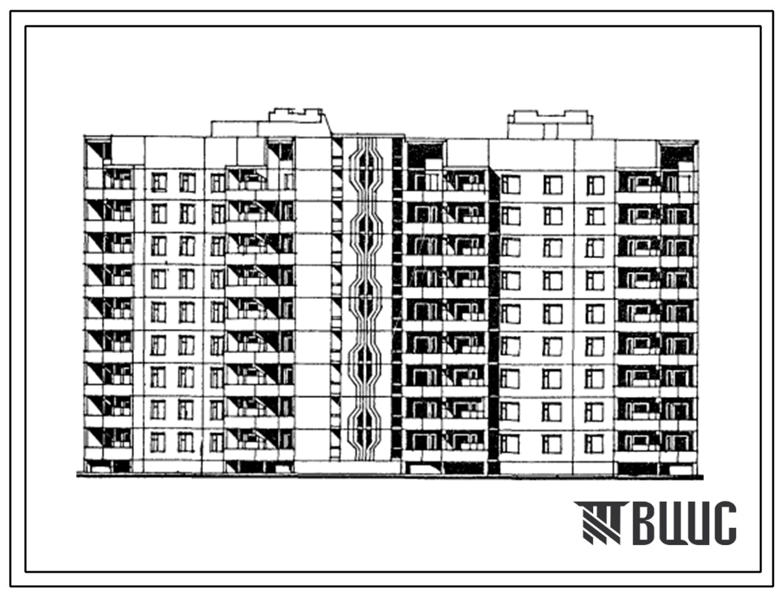 Типовой проект 90-0129.13.87 Блок-секция 9-этажная 72-квартирная с поворотной вставкой-лоджией по углом 135 градусов (внешний угол) для строительства в Тамбовской области