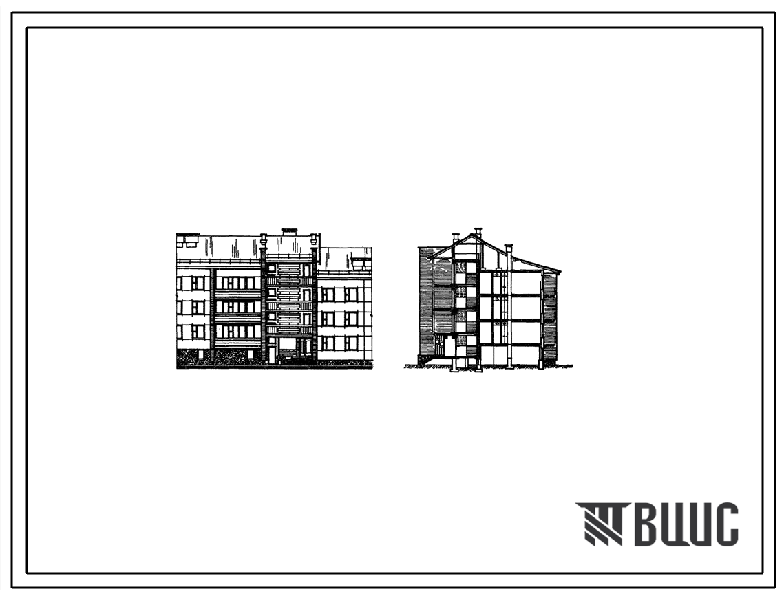 Типовой проект 89-026/1 Блок-секция I-II 3-этажная 9-квартирная рядовая с квартирами 2Б-2Б-3Б (правая).