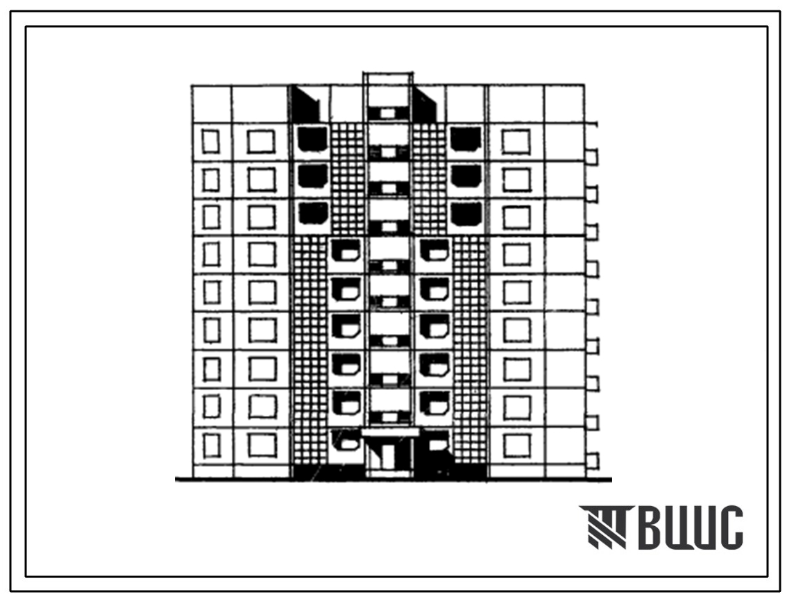 Типовой проект 143-09/1.2 Блок-секция торцевая девятиэтажная 36-квартирная 2Б-2Б-3Б-3Б (правая).