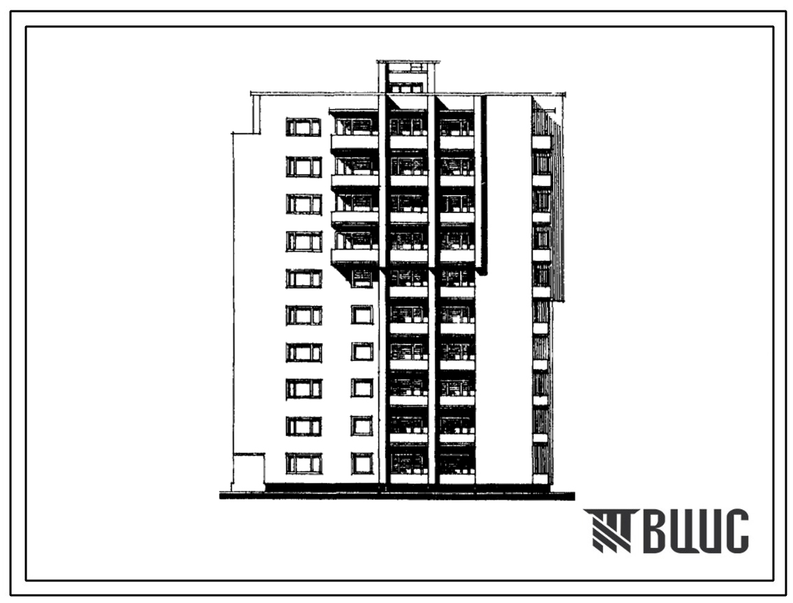 Типовой проект 117-015Г/1 Девятиэтажная блок-секция на 38 квартир (однокомнатных 1Б-9, двухкомнатных 2Б-11, трехкомнатных 3Б-8, четырехкомнатных 4Б-10). Для строительства во 2В климатическом подрайоне Литовской ССР