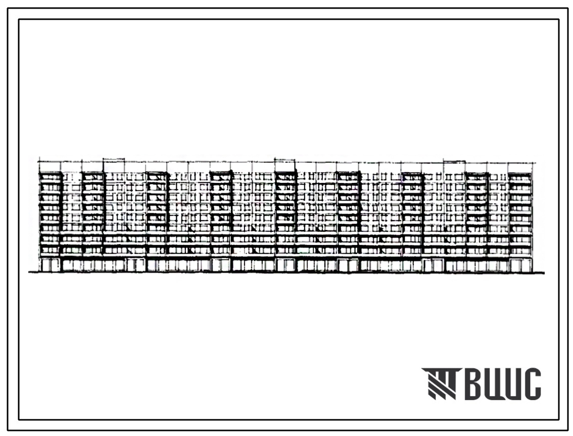 Типовой проект 111-84-34/1 Девятиэтажный трехсекционный дом на 263 квартиры (однокомнатных 1Б-133, двухкомнатных 2Б-130) со встроенными предприятиями бытового обслуживания для строительства в 1В климатическом подрайоне, 2 и 3 климатических районах