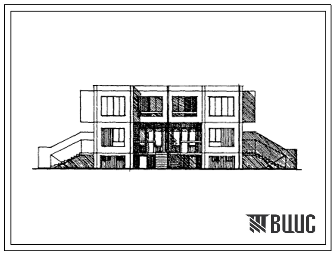 Типовой проект 141-148-53сп.13.86 2-этажный 4-квартирный жилой дом с квартирами типа 4Б для сельского строительства (для строительства в Туркменской ССР)