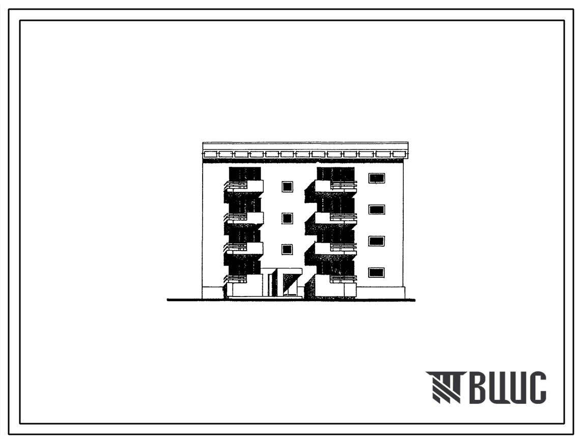 Типовой проект 155-08с Четырехэтажная блок-секция торцевая правая на 8 квартир (четырехкомнатных 4Б-4, пятикомнатных 5Б-4). Для строительства в 4А климатическом подрайоне сейсмичностью 7, 8 и 9 баллов на непросадочных и просадочных грунтах 1 и 2 типа