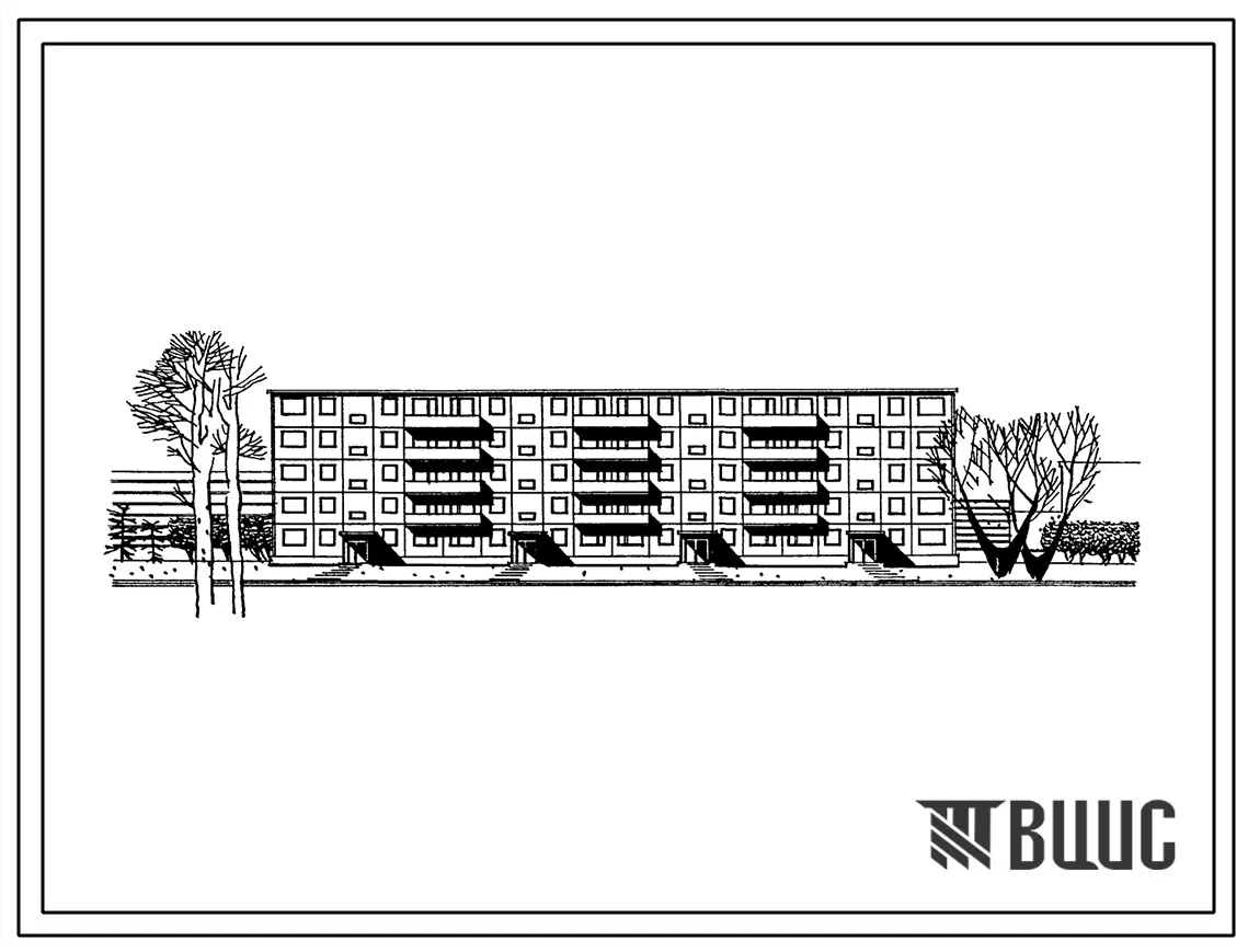 Типовой проект 1-464А-58 Пятиэтажный четырехсекционный крупнопанельный жилой дом на 60 квартир (однокомнатных 10, двухкомнатных 40, трехкомнатных 10).Конструктивный вариант из керамзитобетонных панелей.