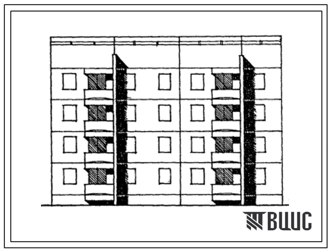 Типовой проект 129-038с.13.86 Блок-секция 4-этажная 12-квартирная лучевая прямая правая 1Б-2Б-3Б (для Армянской ССР)