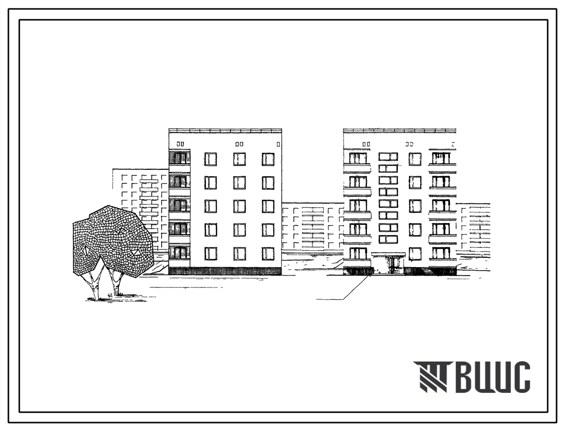 Типовой проект 87-059 Пятиэтажная блок-секция рядовая левая на 10 квартир. Для строительства во 2 и 3 строительно-климатических зонах.