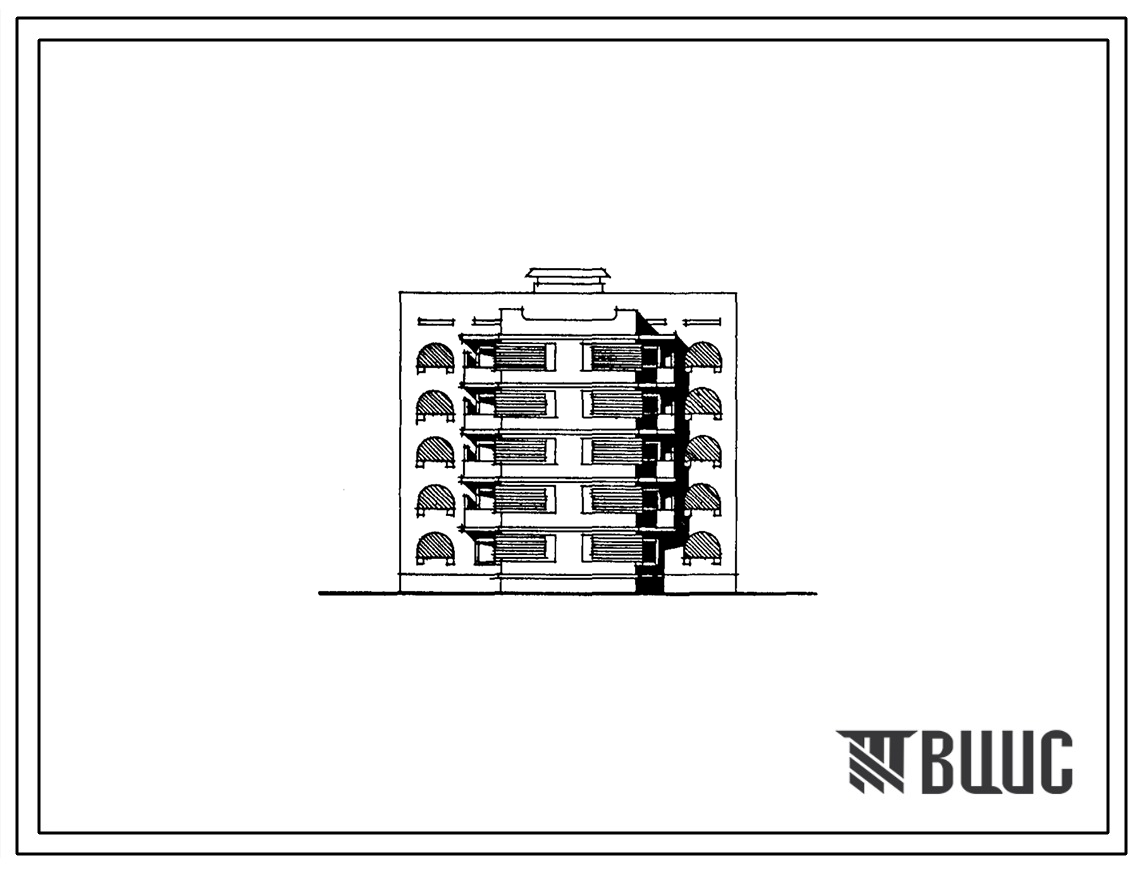 Типовой проект 155-022с.86 Пятиэтажная блок-секция рядовая с торцевыми окончаниями на 20 квартир