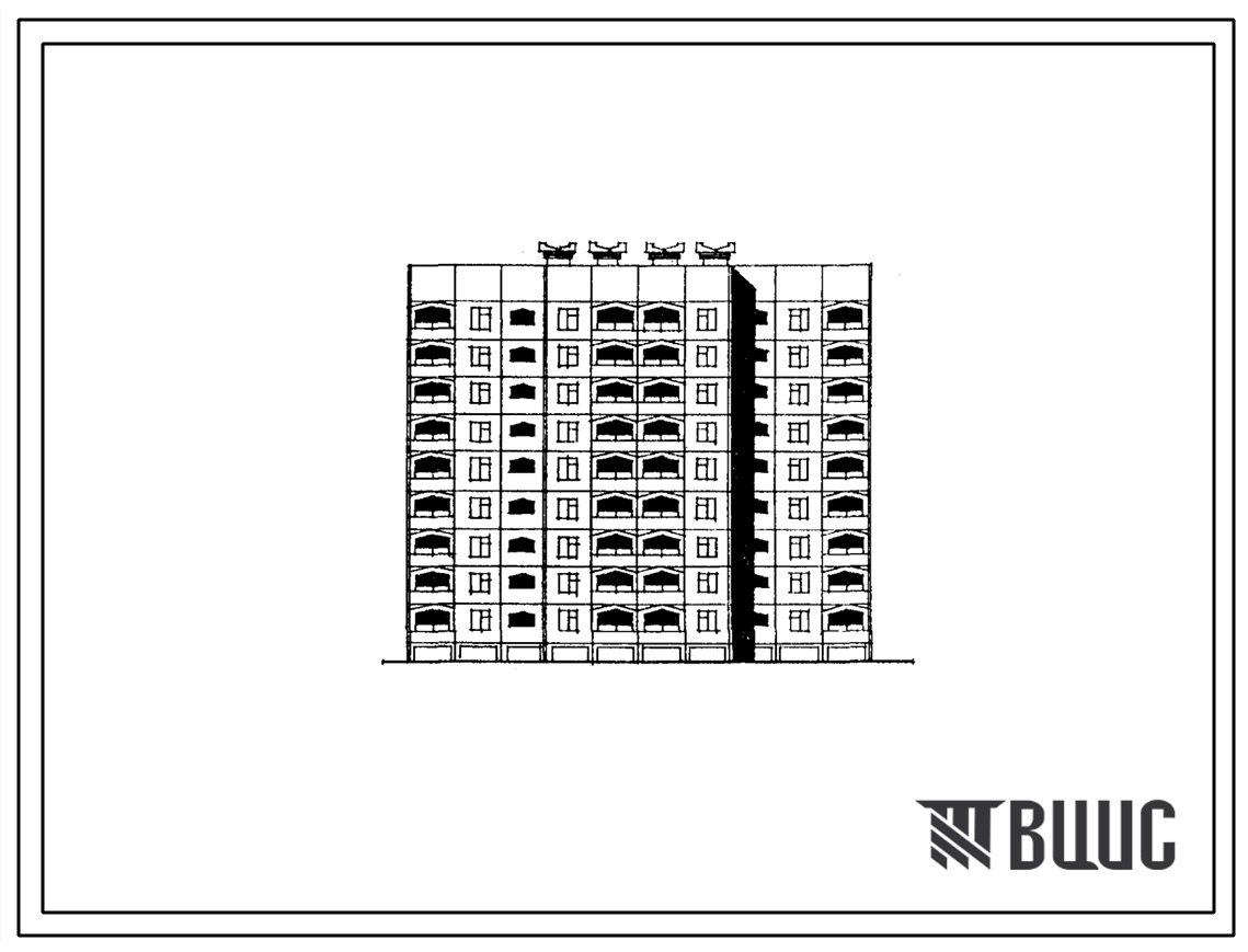 Типовой проект 165-013с.85 Девятиэтажная блок-секция рядовая с торцевыми окончаниями на 54 квартиры