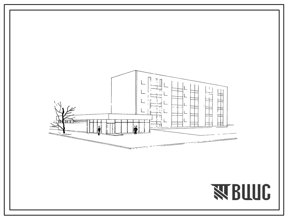 Типовой проект 272-32-23 Встроенно-пристроенные предприятия обслуживания при жилых домах. Блок 4, пристроенная часть. Для строительства в 1В, 2В и 2Б климатических подрайонах.