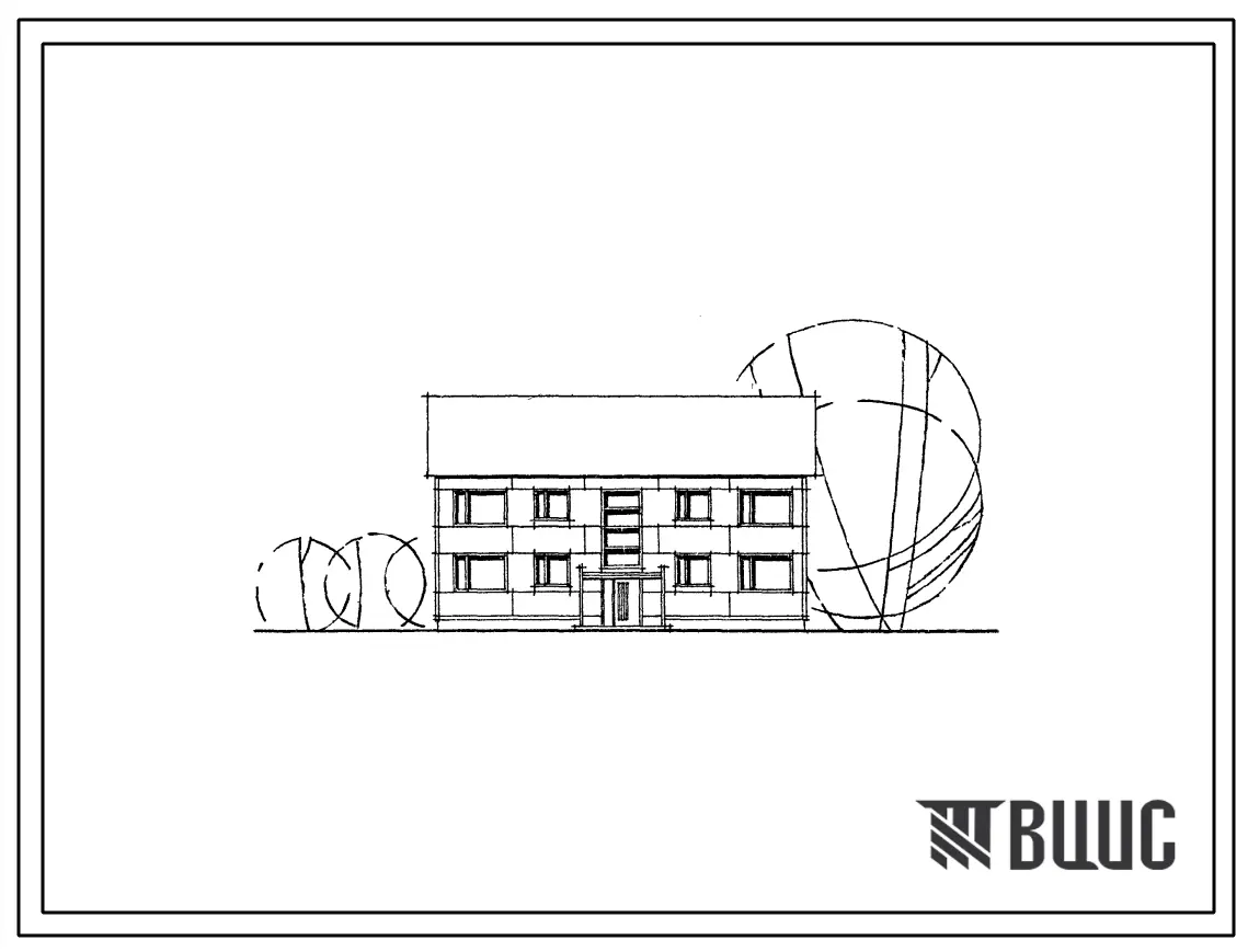 Типовой проект 111-11-39 Двухэтажный четырехквартирный секционный каркасно-панельный жилой дом с двух-трехкомнатными квартирами (двухкомнатных 2, трехкомнатных 2). Для строительства во II и III строительно-климатических зонах (Для 1-3 проектно-строител