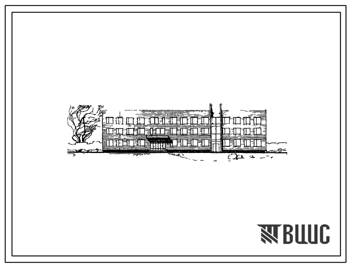 Типовой проект 234-2-32 Универсальный учебный корпус техникума и профтехучилища на 480 учащихся с стенами из кирпича, для строительства в 1В климатическом подрайоне, 2 и 3 климатических районах