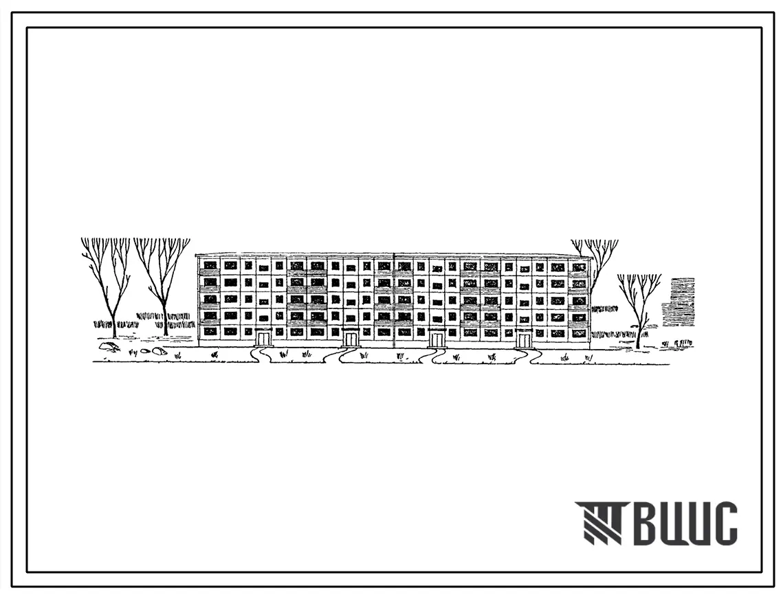 Типовой проект 1-464ДП-56 Пятиэтажный крупнопанельный жилой дом на 80 квартир для кооперативного строительства (однокомнатных 40, двухкомнатных 30, трехкомнатных 10).