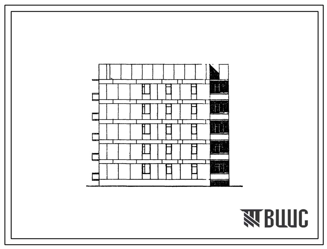 Типовой проект 87-0109/2 Блок-секция торцовая левая 5-этажная 15-квартирная Т-1Б-2Б-3А