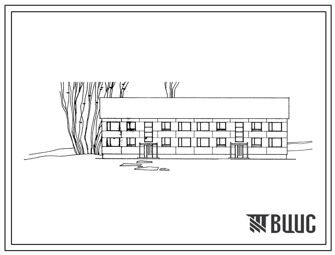 Типовой проект 111-11-40 Двухэтажный восьмиквартирный секционный каркасно-панельный жилой дом с двух и трехкомнатными квартирами. (Для 1,2 и 3 проектно-строительных зон)