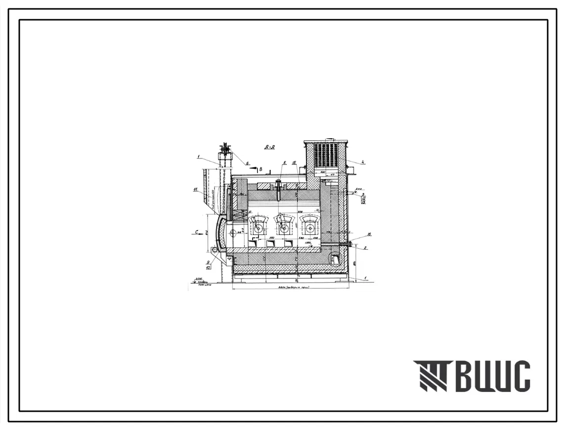Проект 34087 Печь нагревательная камерная, размер пода 1.044х1.624м на природном газе и мазуте (левая)
