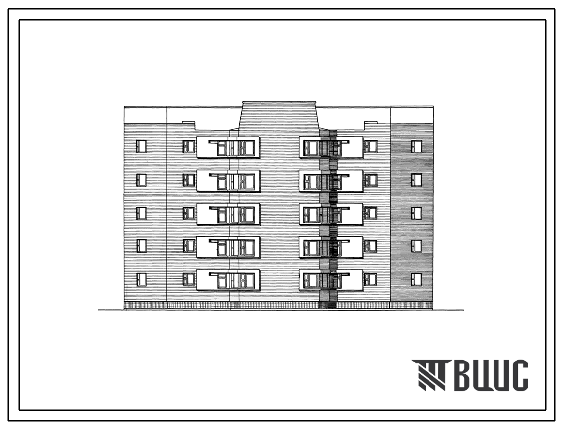 Типовой проект 68-013 Блок-секция пятиэтажная 20-квартирная поворотная с внутренним углом 2Б.2Б.2Б.2Б.