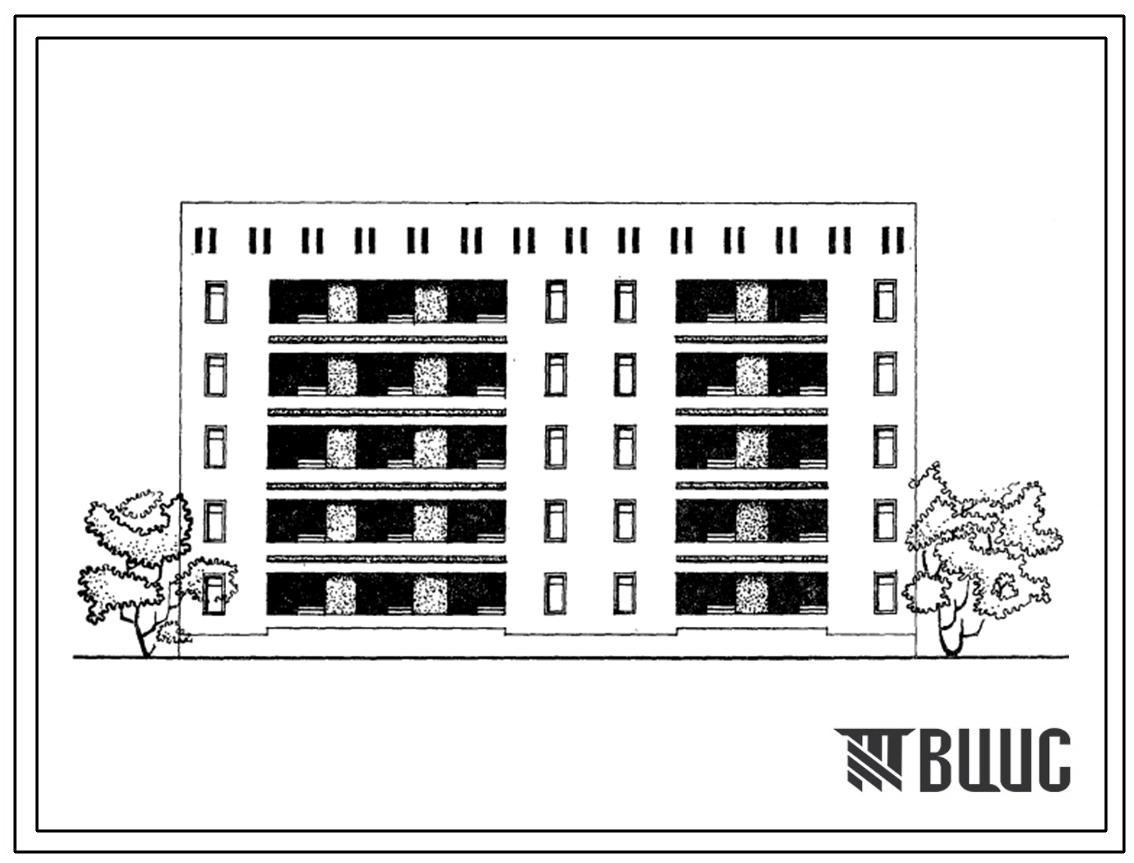 Типовой проект 63-032с.83 Блок-секция пятиэтажная 20-квартирная рядовая с торцовыми окончаниями 4Б.3Б.-3А.2Б.
