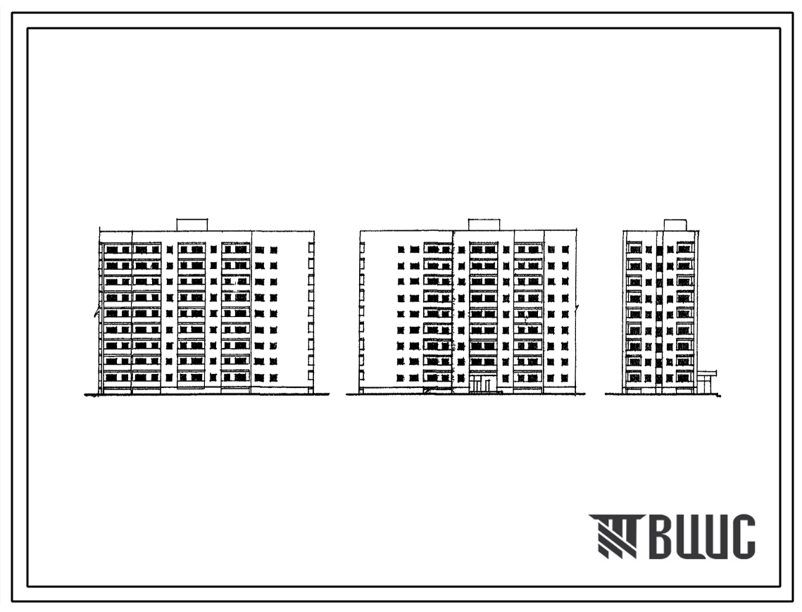 Типовой проект 124-010 9-этажная блок-секция торцевая правая на 72 квартиры 1Б.2Б.3Б (однокомнатных-10, двухкомнатных-35, трехкомнатных-27). Для строительства во 2В климатическом подрайоне.