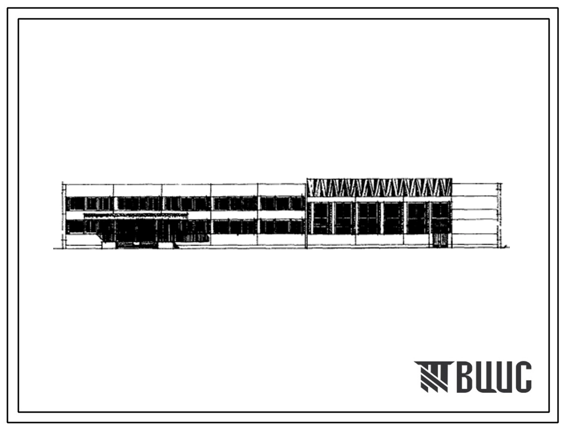Типовой проект 231-1-125(75)-105 Общественно-бытовой корпус для Универсальных зданий профтехучилища и техникума на 720 учащихся. Здание двухэтажное в панельных конструкциях серии 125(75). Стены из легкобетонных панелей.