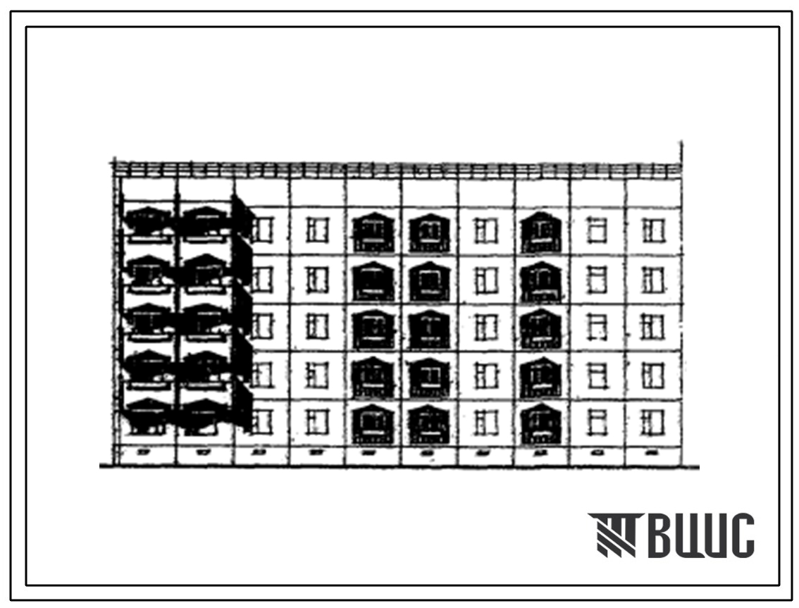 Типовой проект 105-0114с.86 Блок-секция 5-этажная 25-квартирная 1Б.2Б.3Б - 3Б.4Б торцовая левая