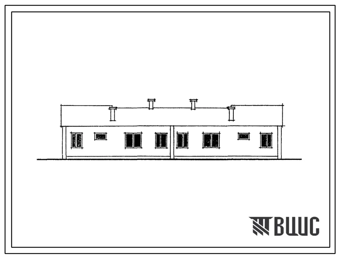 Типовой проект 184-52-45с Одноэтажный двухквартирный жилой дом с 2-комнатными квартирами. Для индивидуального строительства.