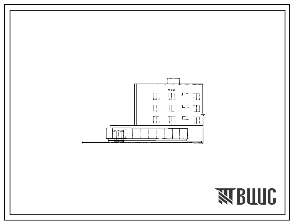Типовой проект 109-023с Четырехэтажная одинарная блок-секция Т-1Б.1Б.2Б левая на 9 квартир с магазином.