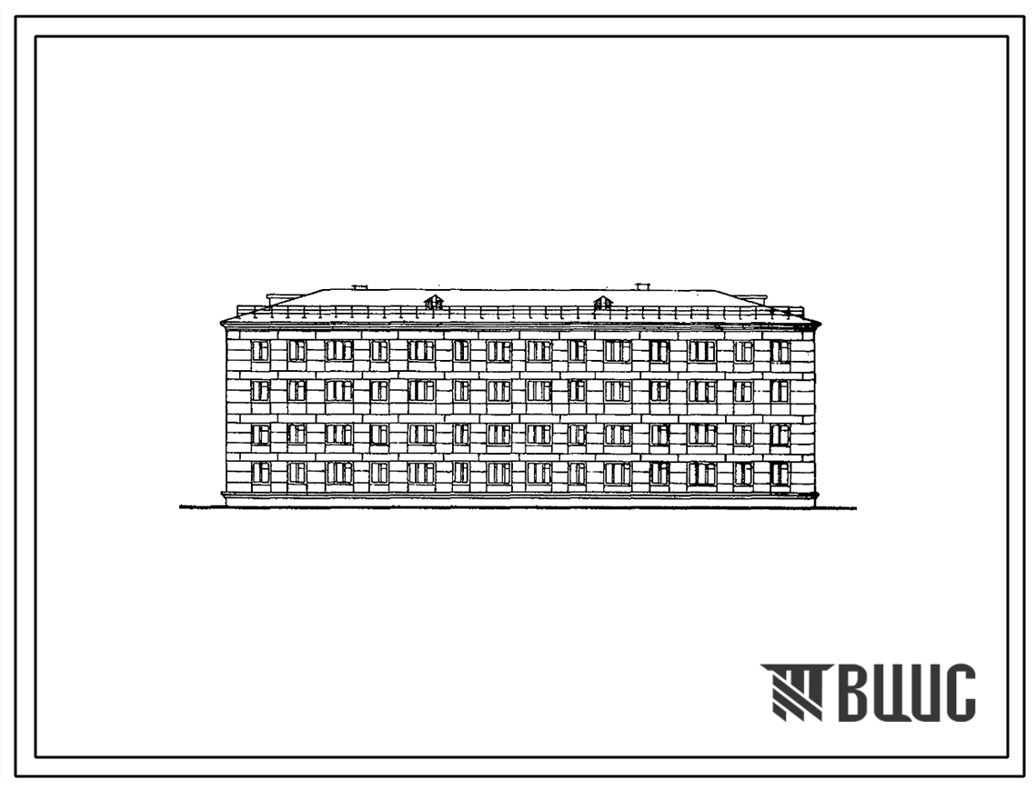 Типовой проект 1-307с-22 Четырехэтажный двухсекционный дом на 88 комнат коридорного типа для малосемейных, с подвалом