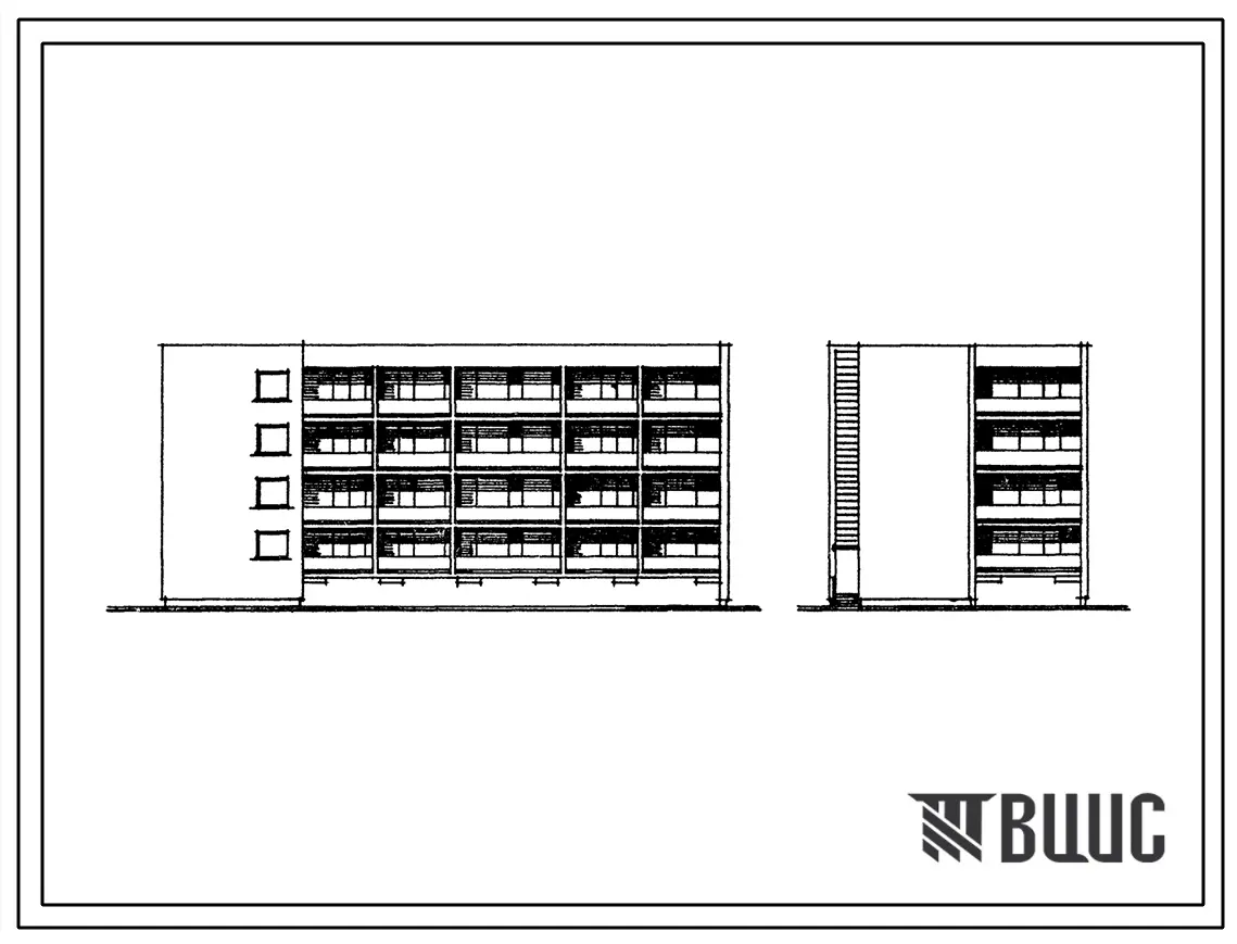 Типовой проект 1-318А-36 Четырехэтажный двухсекционный жилой дом на 20 квартир для кооперативного строительства.