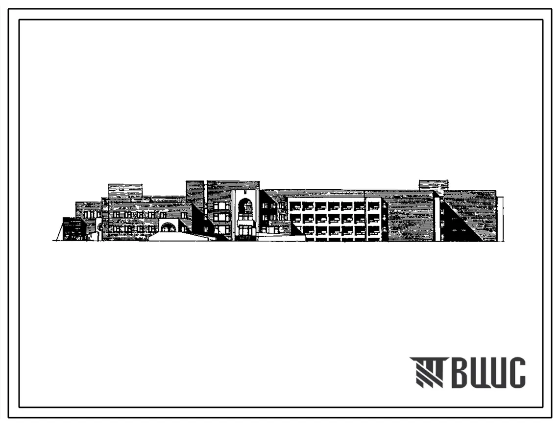 Типовой проект 254-6-7.86 Главный корпус дома-интерната больничного типа для престарелых и инвалидов на 300 мест. Здание двух-, трехэтажное. Стены из кирпича.