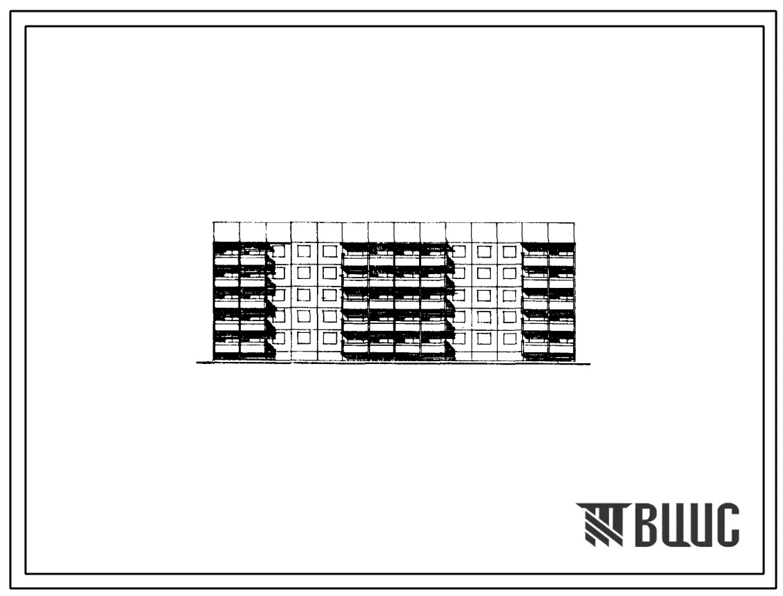 Типовой проект 121.1-092.83 Пятиэтажная блок-секция рядовая с торцевыми окончаниями на 40 квартир. Для строительства в городах Псков, Тольятти и Московской области