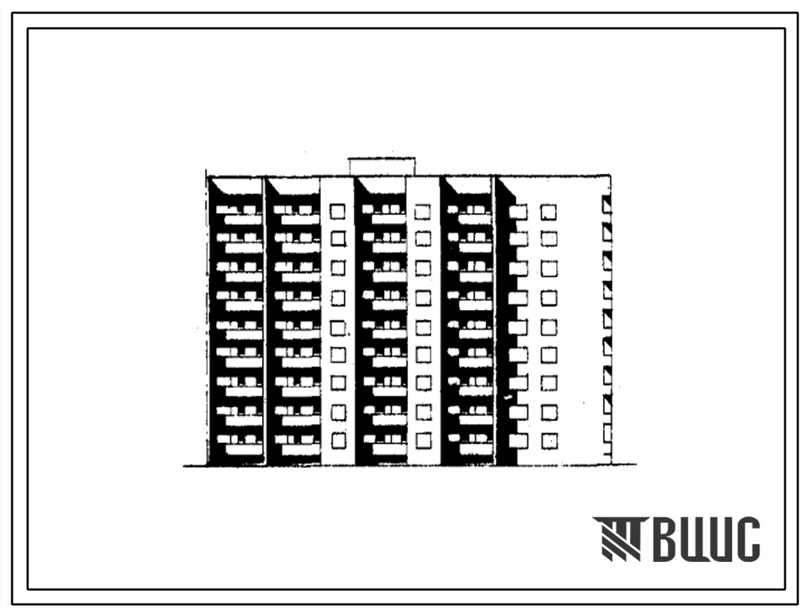 Типовой проект 124-023/1 Девятиэтажная блок-секция на 72 квартиры торцевая правая (однокомнатных 1Б — 11, двухкомнатных  2Б — 36, трехкомнатных 3Б — 25) со встроенными в 1 этаже подсобными помещениями для комплексного приемного пункта с мастерскими мелког