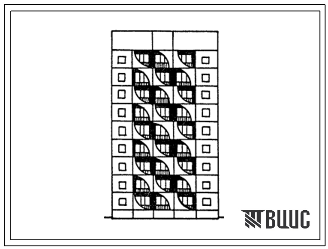 Типовой проект 125-062с.13.86 Блок-секция 9 этажная 18 квартирная рядовая с торцовыми окончаниями 3Б - 4Б (для Дагестанской АССР)