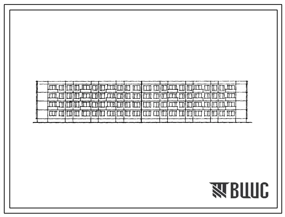 Типовой проект 1Кз-464ДС-11 Четырехэтажный четырехсекционный крупнопанельный жилой дом на 56 квартир(однокомнатных 8, двухкомнатных 24, трехкомнатных 24).