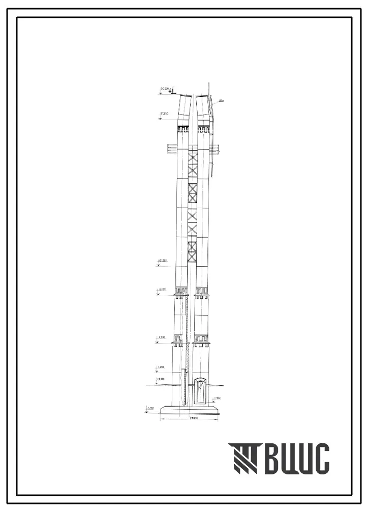 Проект 35766 Четырехствольная сборная железобетонная труба дымовая Н=30 м для котельных