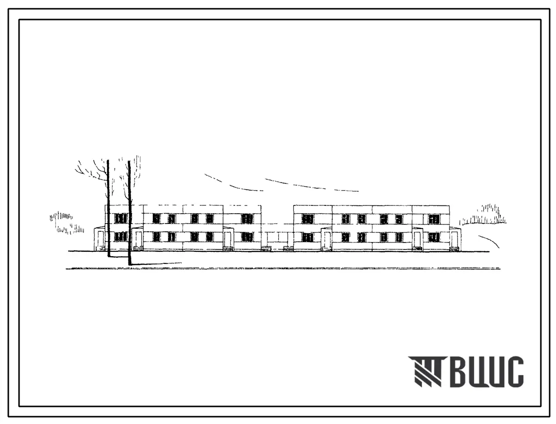 Типовой проект 141-33-30 Двухэтажный восьмиквартирный блокированный жилой дом с 3-4-х комнатными квартирами (трехкомнатных 6, четырехкомнатных 2).