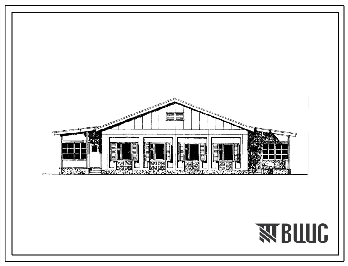 Типовой проект 181-226-13с.86 Одноэтажный дом на две двухкомнатные квартиры типа 2Б. Для строительства в сельской местности